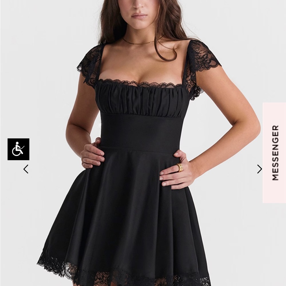 NWOT House of CB Kaia Dress Black Mini Lace